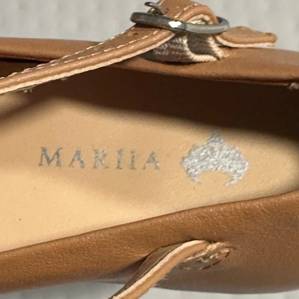 Mariia Tan Mariia Soft Leather Mary Jane Tap Shoes Size 2 Wide NEW NIB